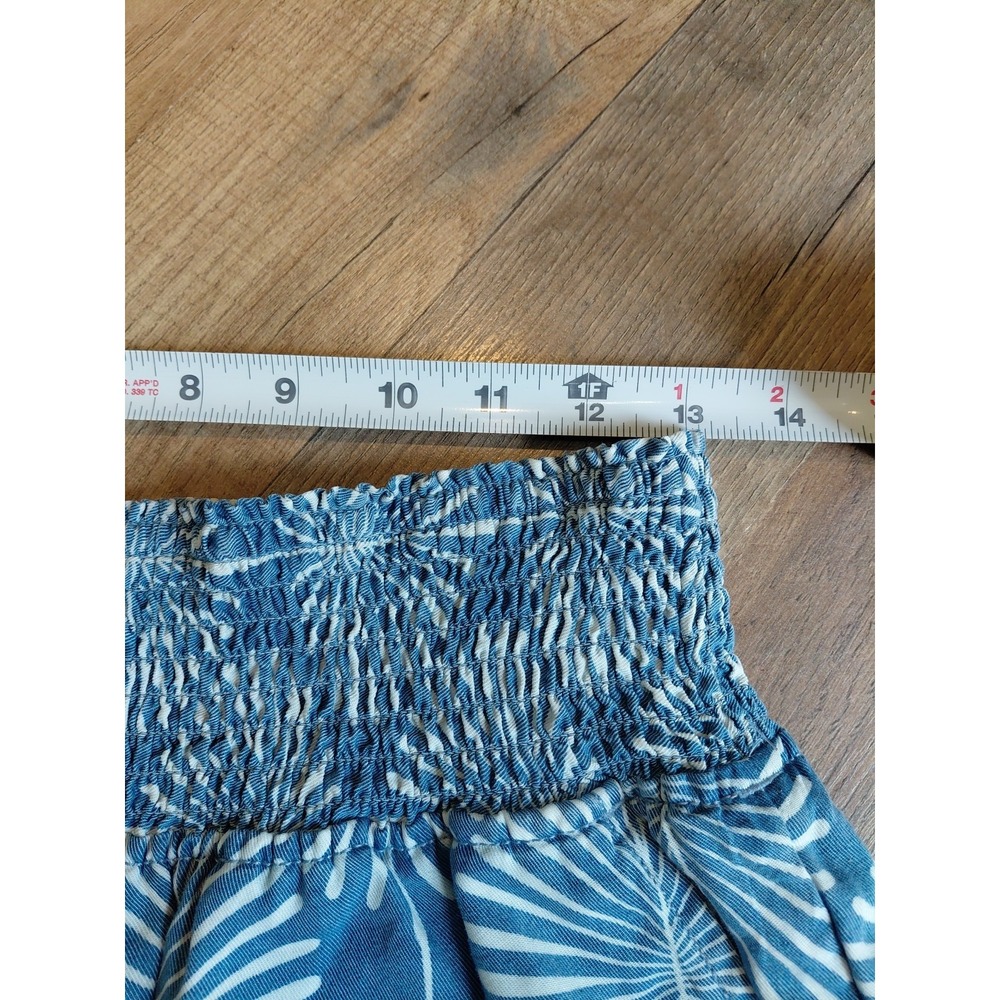 joie women paperbag Y2k Chambray & white Pattern pull-on floral lyocell shorts L - Picture 4 of 8